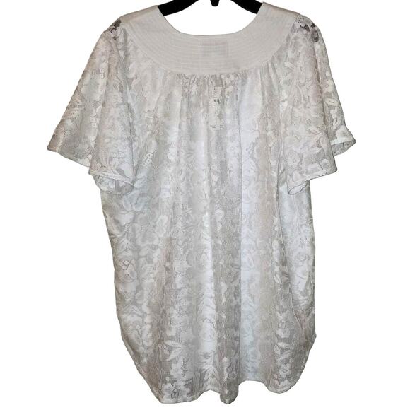 New Anthropologie Lace Flutter Sleeve Peasant Top by Pepin $120 White SMALL - Picture 2 of 3